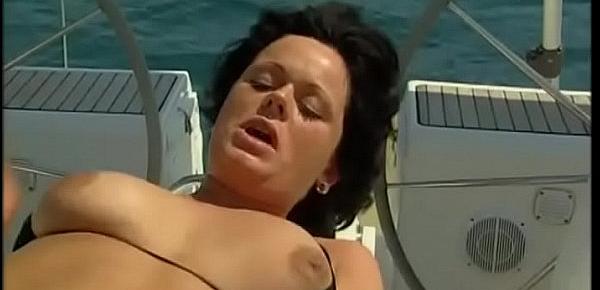 Nice brunette in bathing suit fucked in a yacht